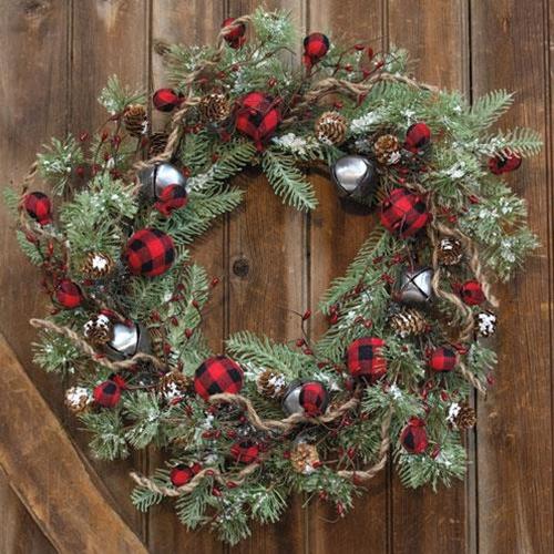 Winter Greenery Pick With Bells Set of 4