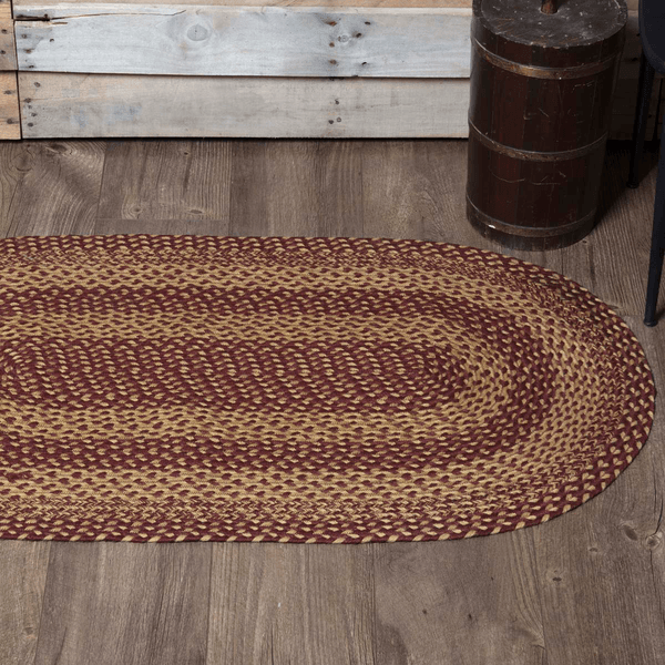 VHC Burgundy and Tan Braided Rugs