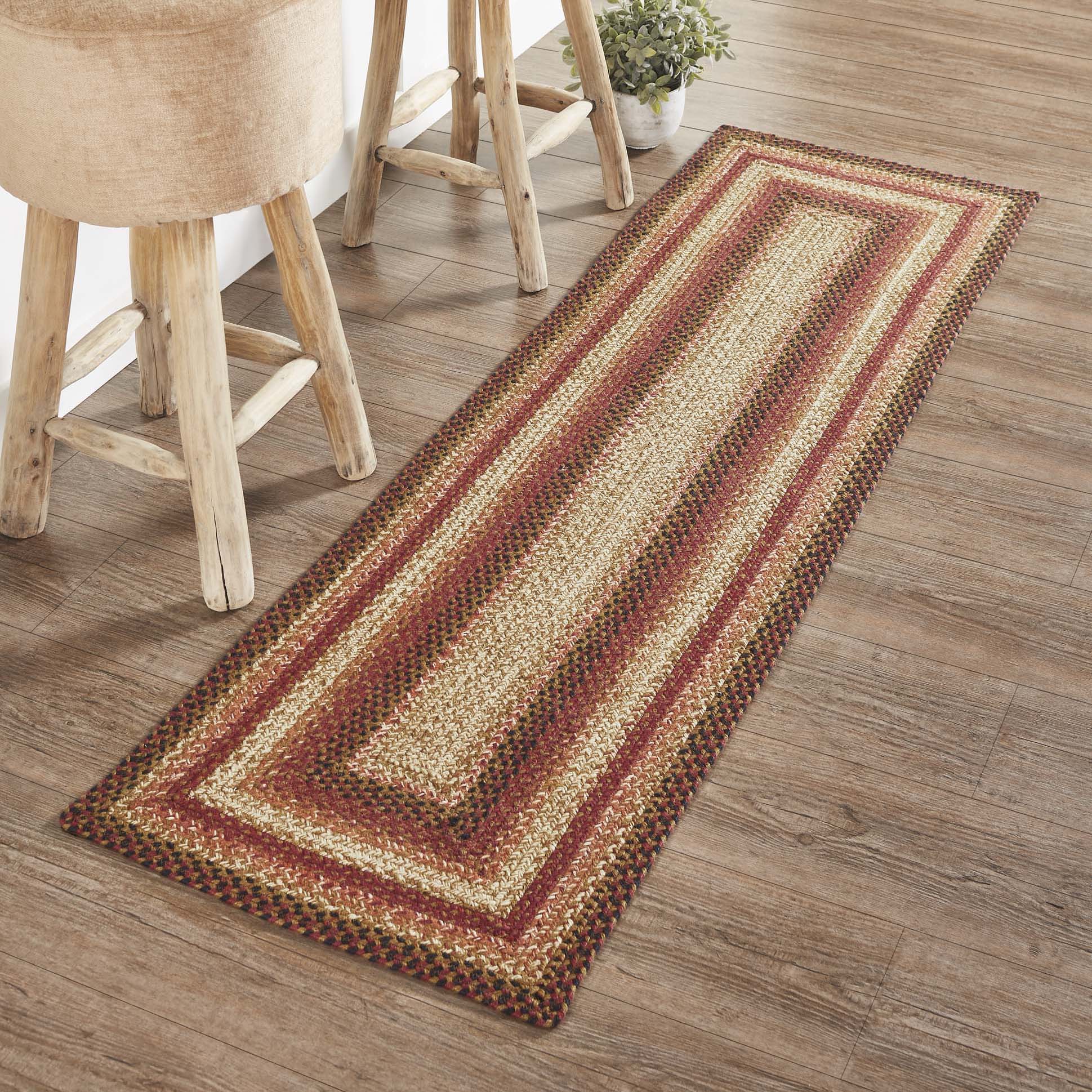 Rustic Farmhouse Braided Jute Rug With Pad