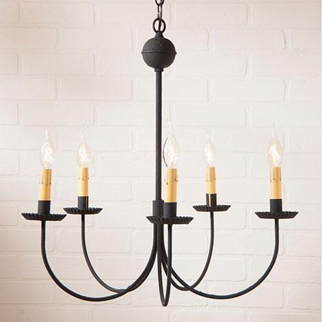 Five arm black iron ceiling candle selling holder