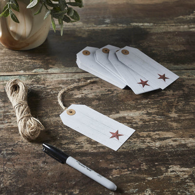 Farmhouse 4 3/4" Paper Tag Set of 50 - Red Barnstar - Primitive Star Quilt Shop