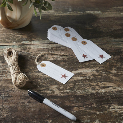 Farmhouse 3 3/4" Paper Tag Set of 50 - Red Barnstar - Primitive Star Quilt Shop