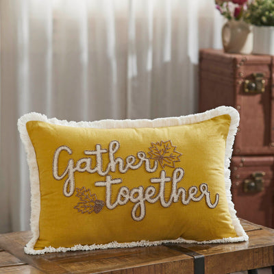 Gather Together Fall Leaves Pillow 14x20" - Primitive Star Quilt Shop