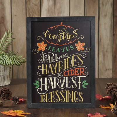 Harvest Blessings Phrases Black Sign - Primitive Star Quilt Shop