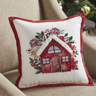 Candy Cane Cottage Pillow 12" - Primitive Star Quilt Shop