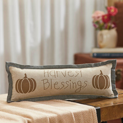 Harvest Blessings Pumpkin Pillow 5x15" - Primitive Star Quilt Shop