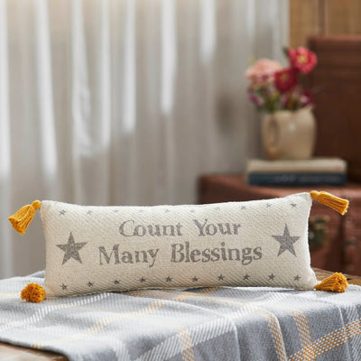 Harvest Blessings Count Your Blessings Woven Pillow 5x15" - Primitive Star Quilt Shop