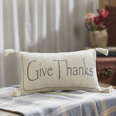 Harvest Blessings Give Thanks Pillow 7x13" - Primitive Star Quilt Shop