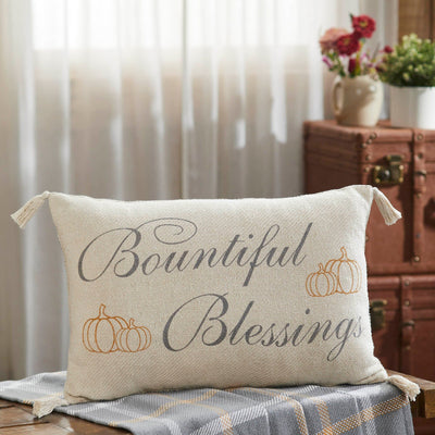 Harvest Blessings Bountiful Blessings Pillow 14x22" - Primitive Star Quilt Shop