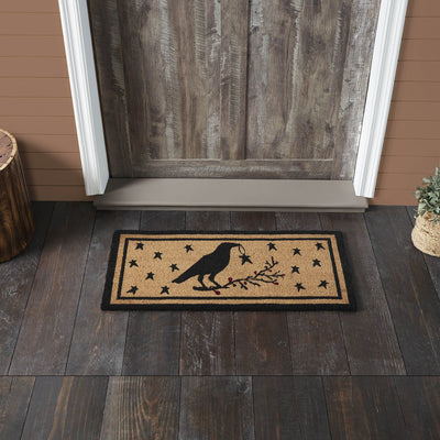 Raven Star Coir Rectangle Rug 17x36" - Primitive Star Quilt Shop