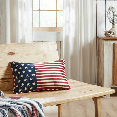 Stars & Stripes Pillow 14x22" - Primitive Star Quilt Shop
