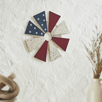 12.5" USA Metal Windmill Blades Wall Decor - Primitive Star Quilt Shop