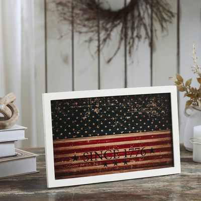 Vintage American Flag "Since 1776" Wood Sign - 10x16" - Primitive Star Quilt Shop