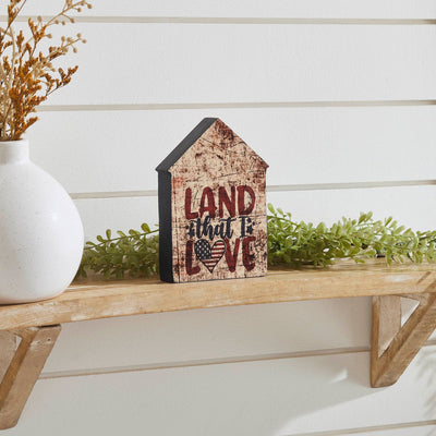 "Land that I Love" Distressed Wood House Sign - 6x4" - Primitive Star Quilt Shop