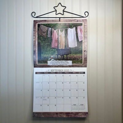 Primitive Country Wall Calendar and Hanger Set - A Primitive Past by of Purpose & Spirit 2025 - Primitive Star Quilt Shop