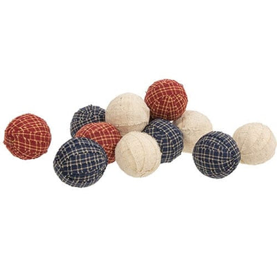 Americana Primitive Plaid Mini Rag Balls - Set of 12 - Primitive Star Quilt Shop