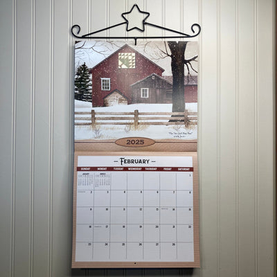 Primitive Country Wall Calendar and Hanger Set - Billy Jacobs 2025 - Primitive Star Quilt Shop