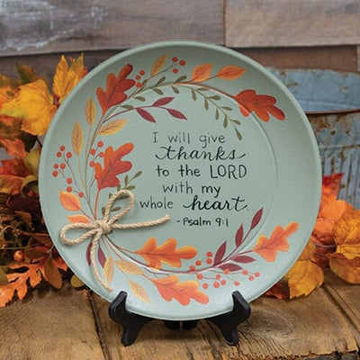 Give Thanks to the Lord - Autumn Leaves Plate - Primitive Star Quilt Shop