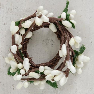 Ivory Pip & Leaves Candle Ring - 1" - Primitive Star Quilt Shop