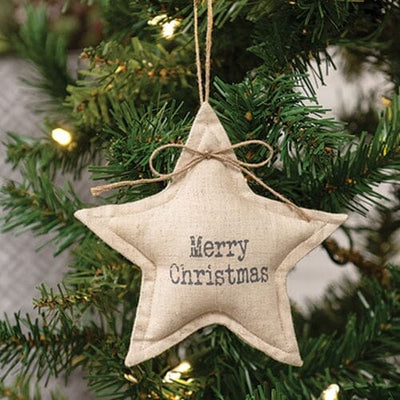 Merry Christmas Natural Star Ornament - Primitive Star Quilt Shop