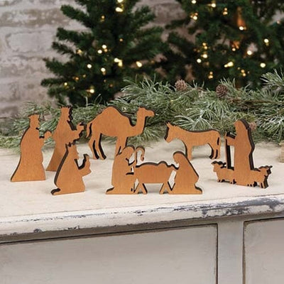 Natural wood Nativity Silhouette - Set of 7 - Primitive Star Quilt Shop