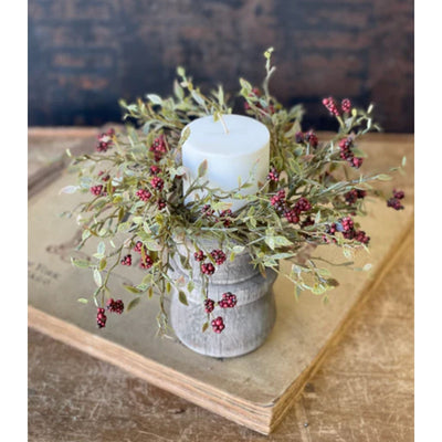 Red Hasp Berry Candle Ring - Primitive Star Quilt Shop