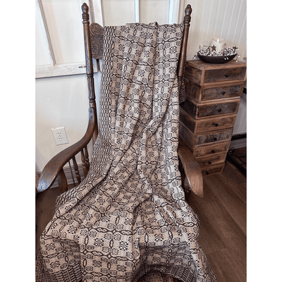 Saratoga Chocolate and Linen Woven Throw - Primitive Star Quilt Shop