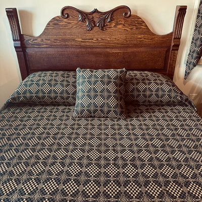 Shadowbrook Black and Mustard Woven Coverlet - Primitive Star Quilt Shop