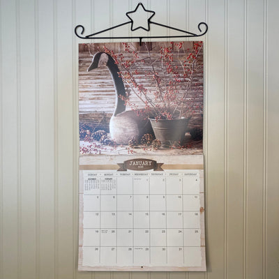 Primitive Country Wall Calendar and Hanger Set - The Simple Life by Irvin Hoover 2025 - Primitive Star Quilt Shop