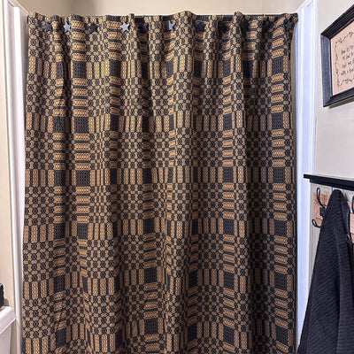 Westbury Black and Mustard Woven Shower Curtain - Primitive Star Quilt Shop