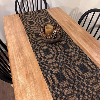 Westbury Black and Mustard Woven Table Runner 56" - Primitive Star Quilt Shop