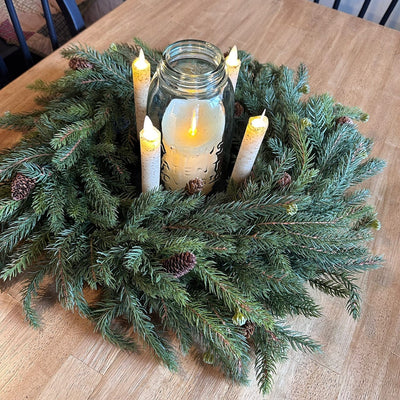 White Spruce Candle Centerpiece - Primitive Star Quilt Shop