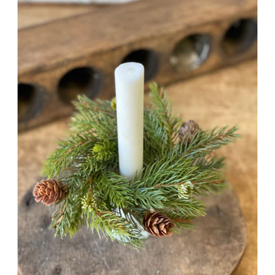 White Spruce with Cones Taper Candle Ring - Primitive Star Quilt Shop