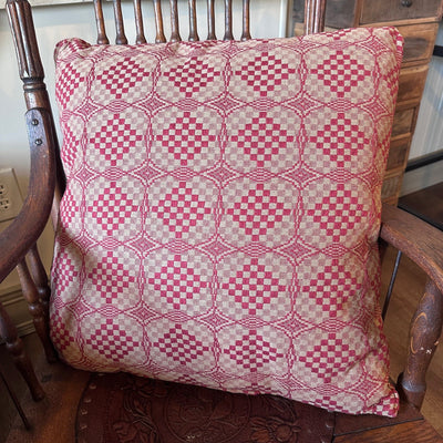 Shadowbrook Cranberry and Tan Woven Pillow 20" Filled - Primitive Star Quilt Shop