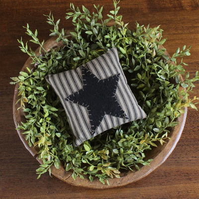 Applique Star Ticking Mini Pillow Bowl Filler - Primitive Star Quilt Shop