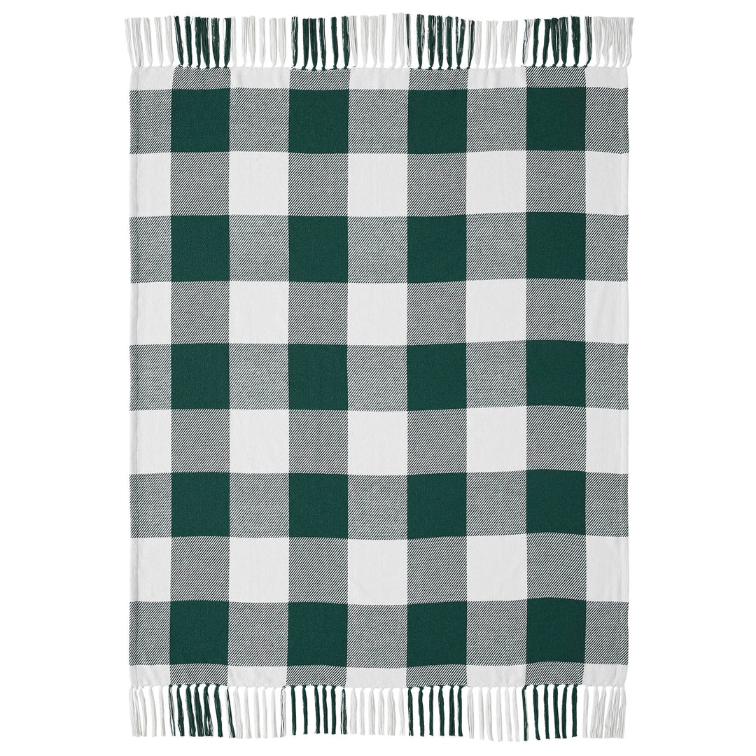 Annie Hunter Green Buffalo Check Woven Throw