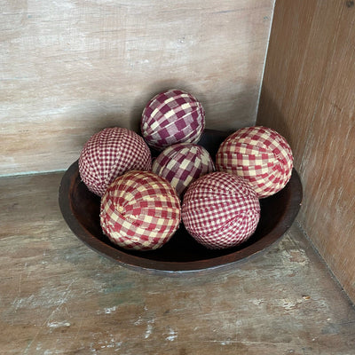 Burgundy Rag Balls - Set of 6 - Primitive Star Quilt Shop