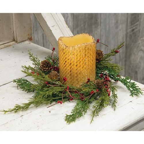 CWI Evergreen Pine with Red Pips Candle Ring 4