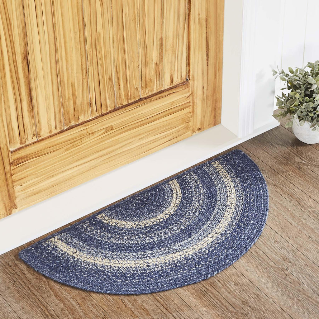 Great Falls Blue Rectangle Braided Rug 20x30 - with Pad
