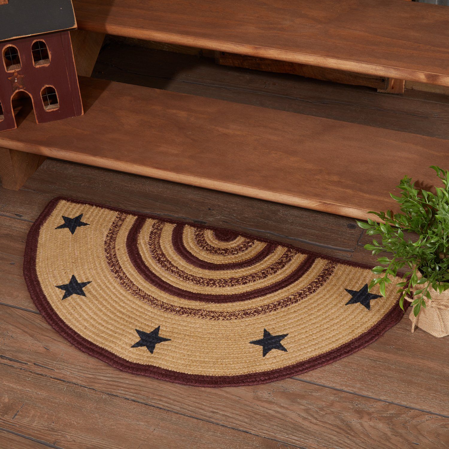 Potomac Stencil Half Circle Braided Rug 16.5x33