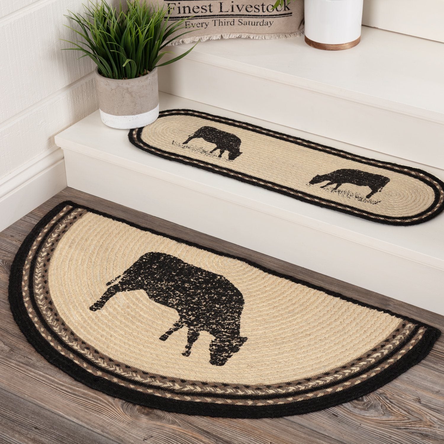 Sawyer Mill Charcoal Cow Button Loop Kitchen Towel - Set of 2