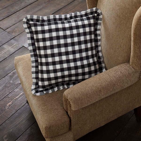 Annie Buffalo Blue Check Ruffled Fabric Pillow 18x18